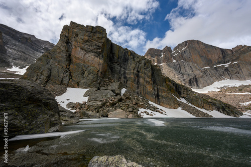 Partially Frozen Chasm Lake in Early Summer