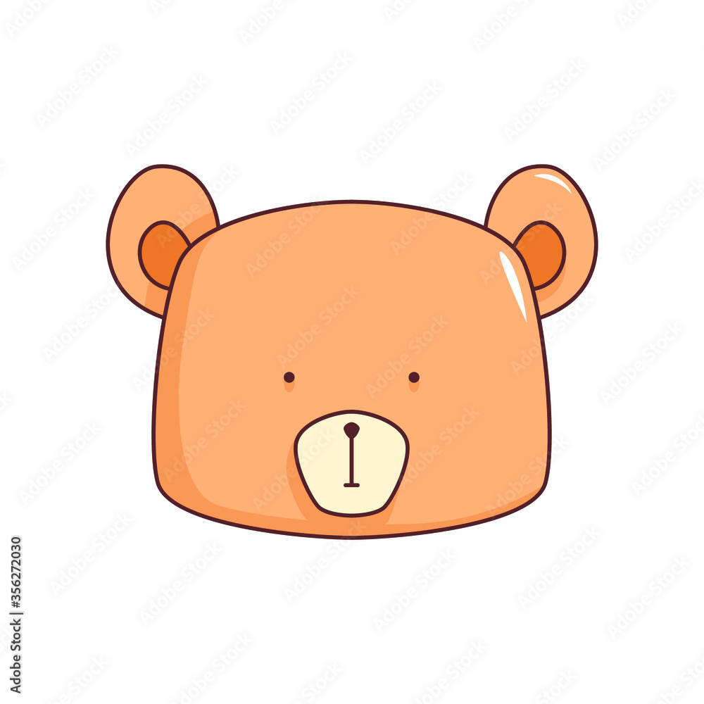 Vector illustration of a pink cute bear's face. Isolated on white background. Cute forest animal Vector illustration of a pink cute bear's face. Isolated on white background. Cute forest animal