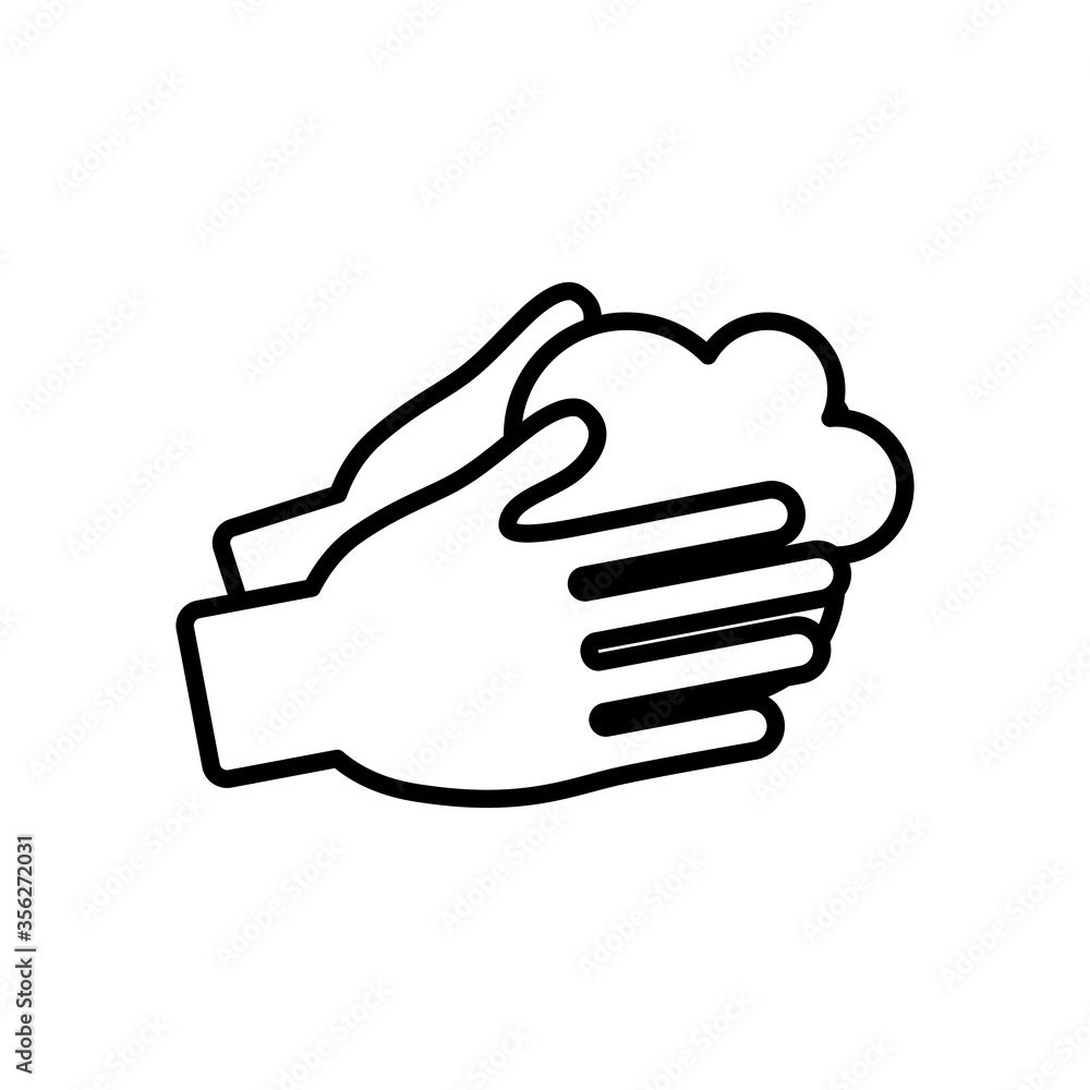 handwashing concept, hands with soapy foam, line style handwashing concept, hands with soapy foam, line style