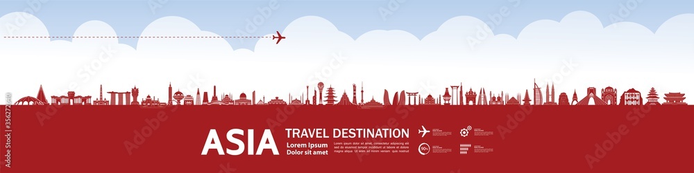 Asia travel destination grand vector illustration. Asia travel destination grand vector illustration.