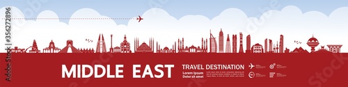 Middle East travel destination grand vector illustration. 