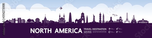 North America travel destination grand vector illustration. 