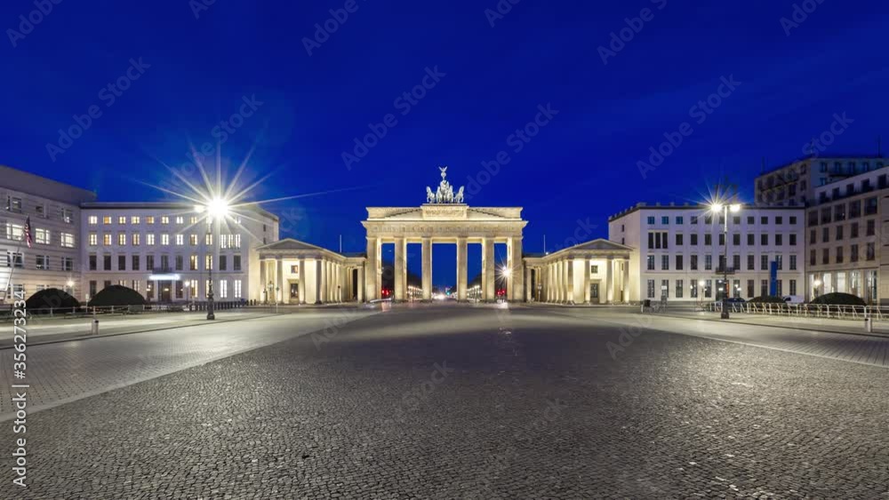 Night to Day Time Lapse of Brandenburg Gate, Berlin, Germany Night to Day Time Lapse of Brandenburg Gate, Berlin, Germany