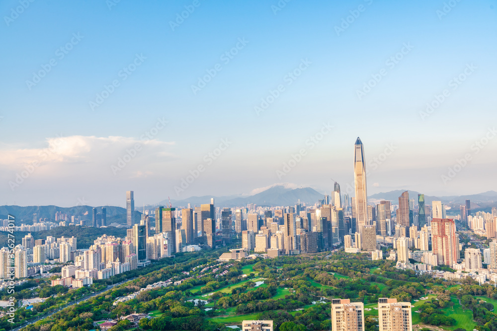 Shenzhen city skyline in the evening