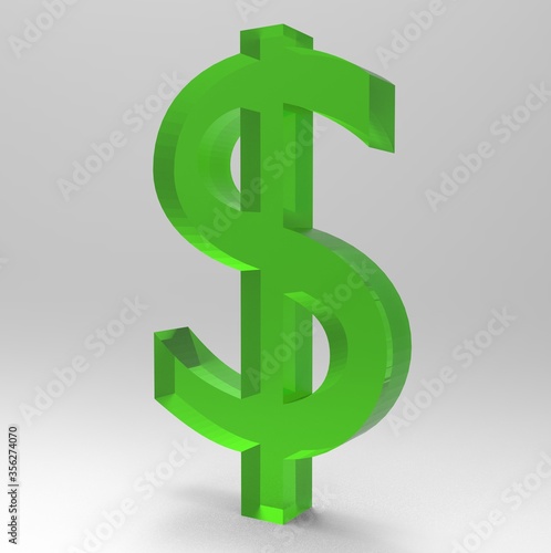 Dollar symbol sign isolated on white 3d render