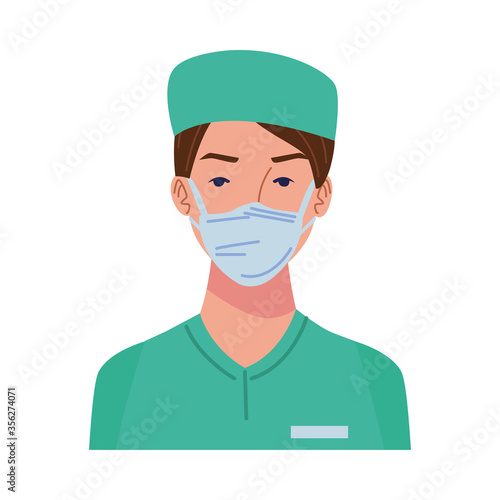 female surgeon doctor wearing medical mask character