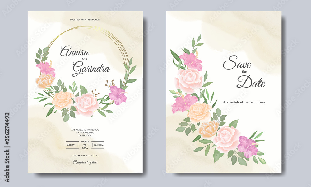 Beautiful floral frame wedding invitation card template Premium Vector Beautiful floral frame wedding invitation card template Premium Vector