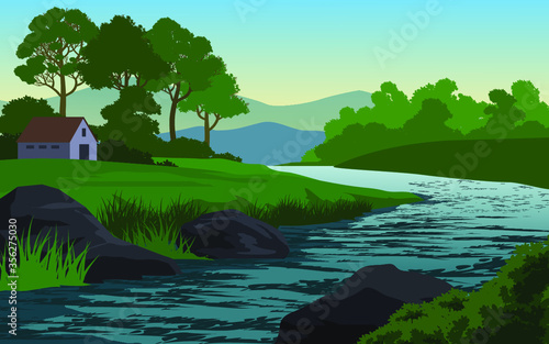 landscape with river and trees