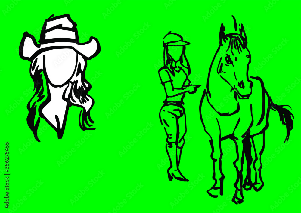 Cute cowgirls wearing accessories items,boots,hat,jacket,horse. Cute cowgirls wearing accessories items,boots,hat,jacket,horse.