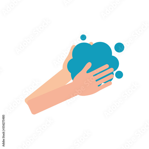 hands washing with soapy water, flat style