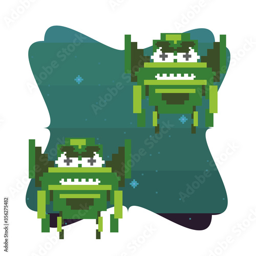 space aliens 8 bits pixelated icon