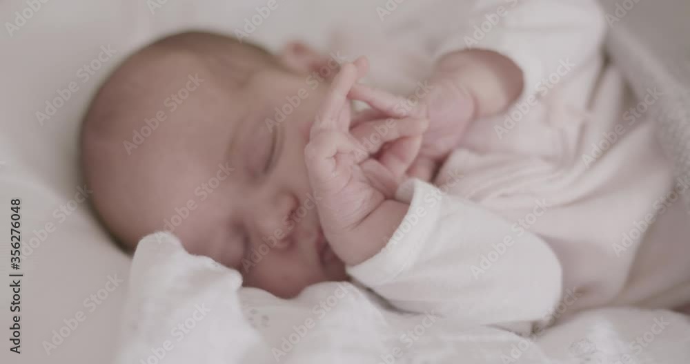 High angle close up of sleeping newborn baby girl. High angle close up of sleeping newborn baby girl.