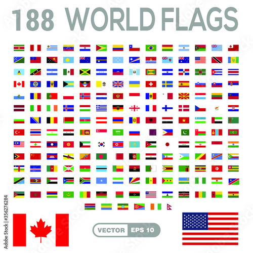 All official national flags of the world. world flag icon set in vector eps. 