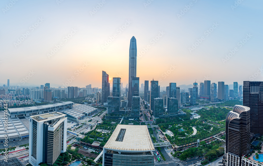 City skyline of Ping An Financial Center, Shenzhen, China