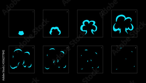 Water explosion effect. Explosion Animation effect. Animation Sprite sheet for games, cartoon or animation. vector style animation effect 1092.
