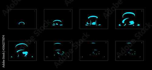 Water explosion effect. Explosion Animation effect. Animation Sprite sheet for games, cartoon or animation. vector style animation effect 1104.