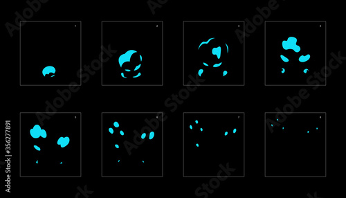 Water explosion effect. Explosion Animation effect. Animation Sprite sheet for games, cartoon or animation. vector style animation effect 1110.