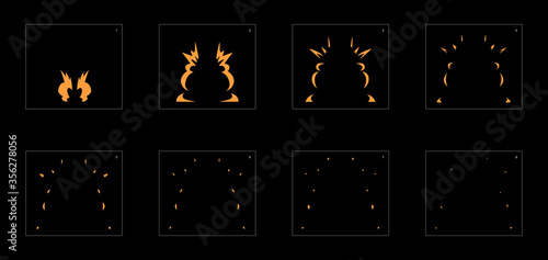Dust explosion effect. Explosion Animation effect. Animation Sprite sheet for games, cartoon or animation. vector style animation effect 1171.