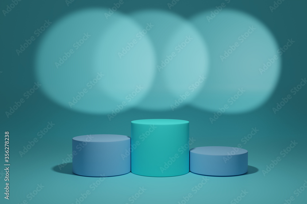 3d blue cylinder podium minimal studio background. 3d rendering. 3d blue cylinder podium minimal studio background. 3d rendering.