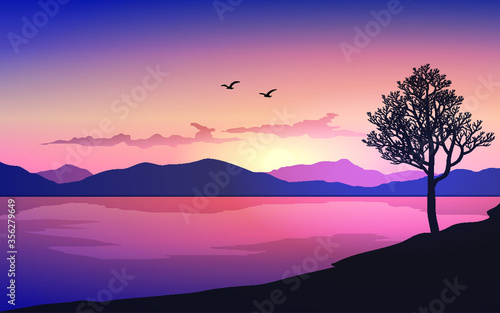 sunrise over the lake
