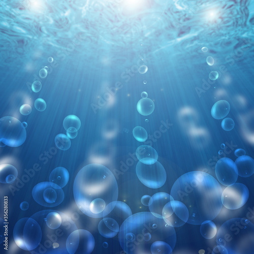 bubbles in the blue water