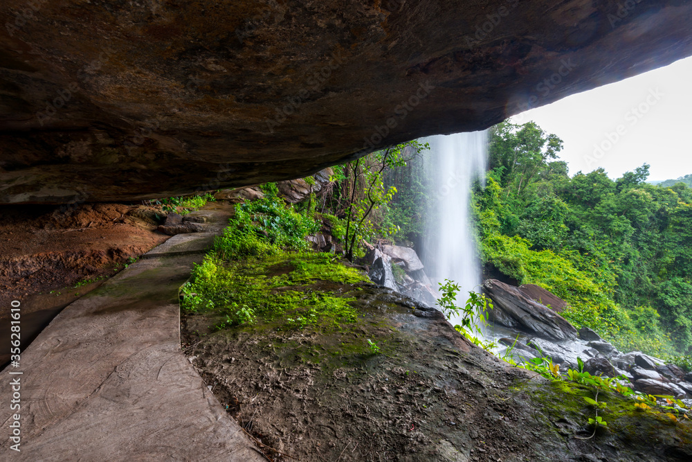 Biggest and the most beautiful Pha luang waterfall on rocky cliffs,limestone in Ubonratchathani province,Thailand,Asia.