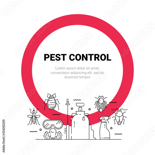 Pest control icon set in linear style.