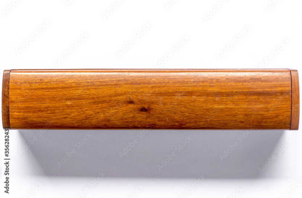 Top view wooden chopsticks box on white background Top view wooden chopsticks box on white background