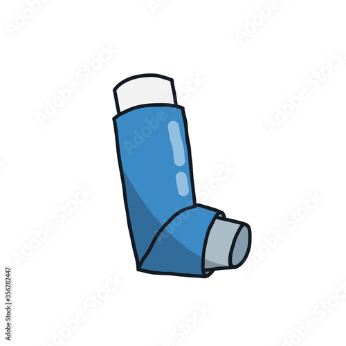 inhaler for asthma doodle icon, vector illustration