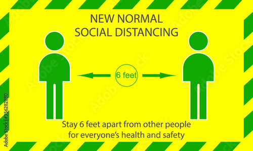 Icon people concept new normal stay 6 feet apart from other people, the practices put in place to enforce social distancing, vector illustration