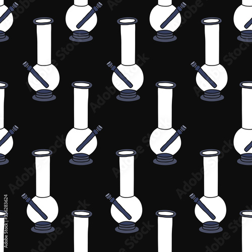 bong for smoking seamless doodle pattern, vector illustration