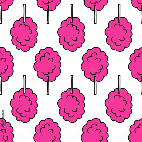 cotton candy seamless doodle pattern, vector illustration
