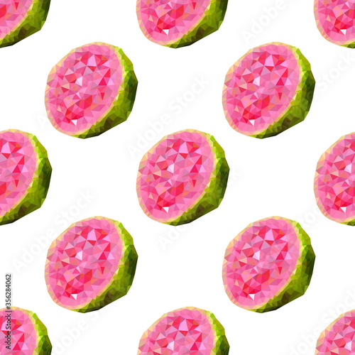 guava polygonal seamless pattern, vector illustration