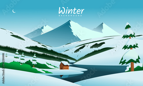 winter landscape with mountains