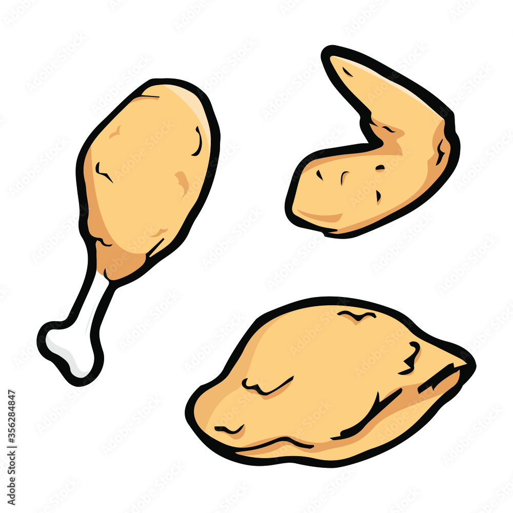 fast food, fried chicken object, vector doodle art fast food, fried chicken object, vector doodle art