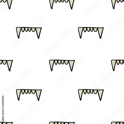 vampire teeth seamless doodle pattern, vector illustration