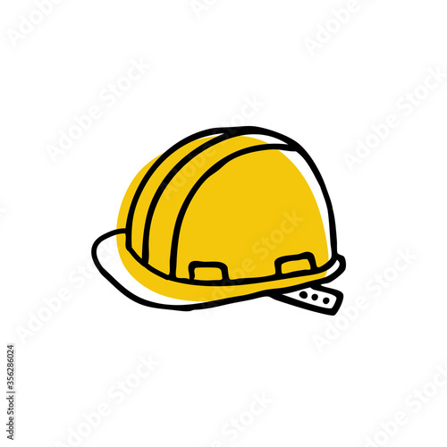 construction helmet doodle icon, vector illustration