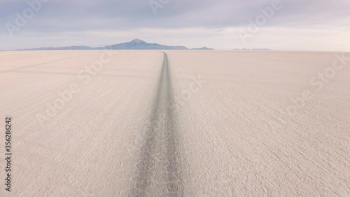 Aerial Incahuasi Island on Uyuni salar. South of Bolivia.