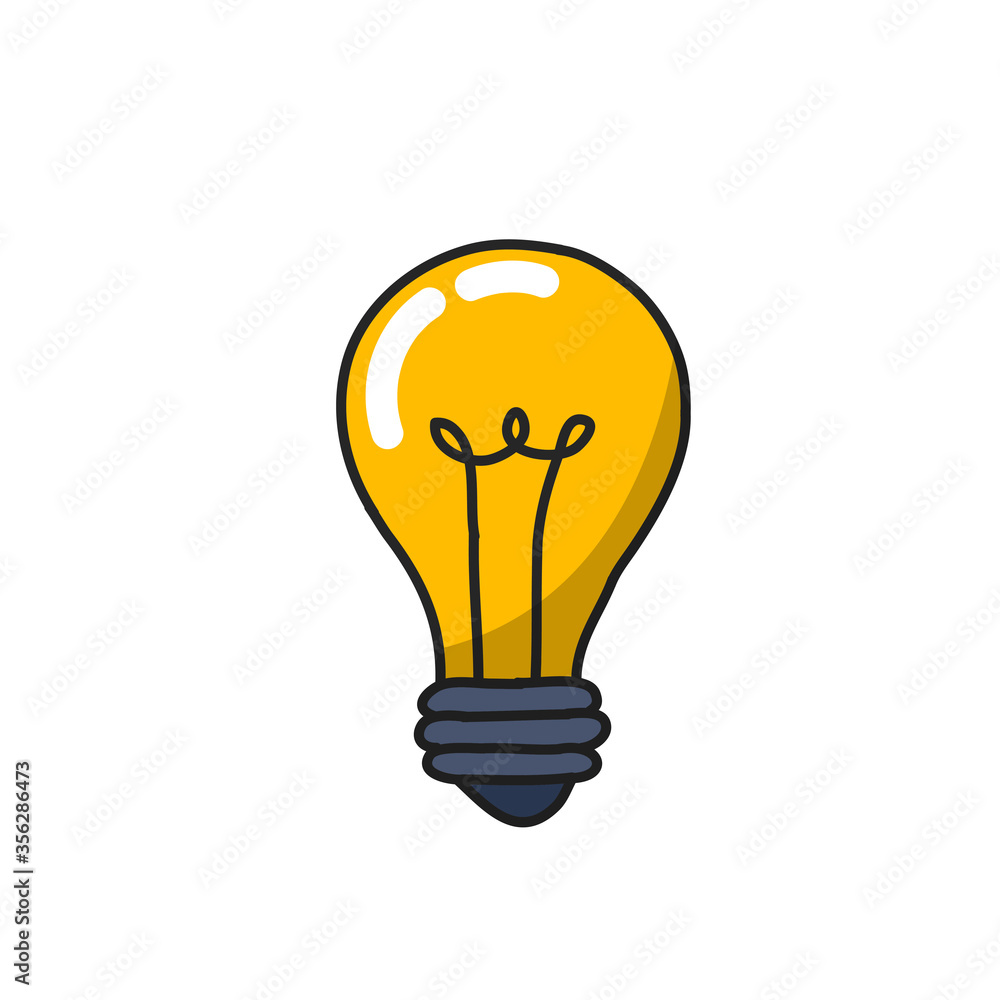 lightbulb doodle icon, vector illustration