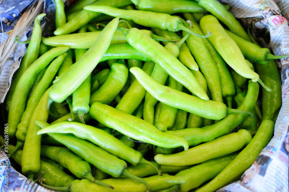 Green Chilies in a Basket
