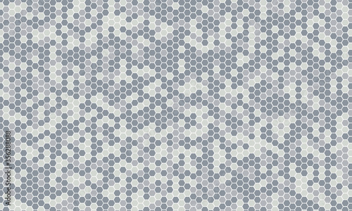 Mirror silver honeycomb tiles. Abstract mosaic geometry pattern. Hexagon minimal mirror background of honeycomb for modern cover, ad baner, web. Vector silver mosaic background.