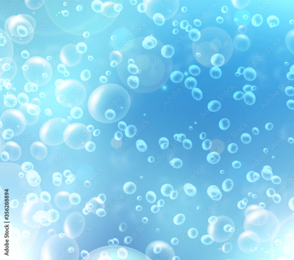   bubbles in the blue water