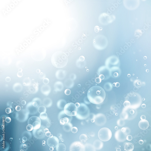 bubbles in the blue water
