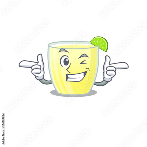 Cartoon design of daiquiri cocktail showing funny face with wink eye