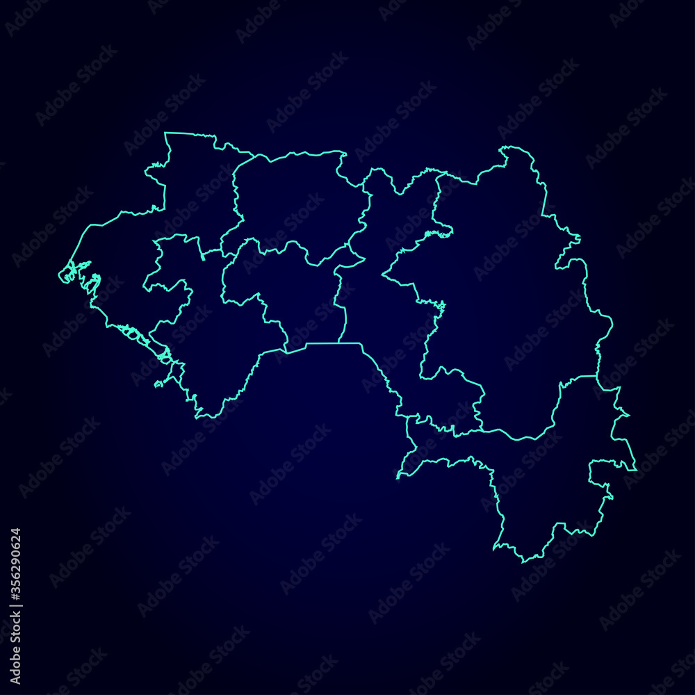 Map of Guinea, Guinea map - blue geometric rumpled triangular low poly style gradient graphic background , polygonal design for your . Vector illustration eps 10. - Vector