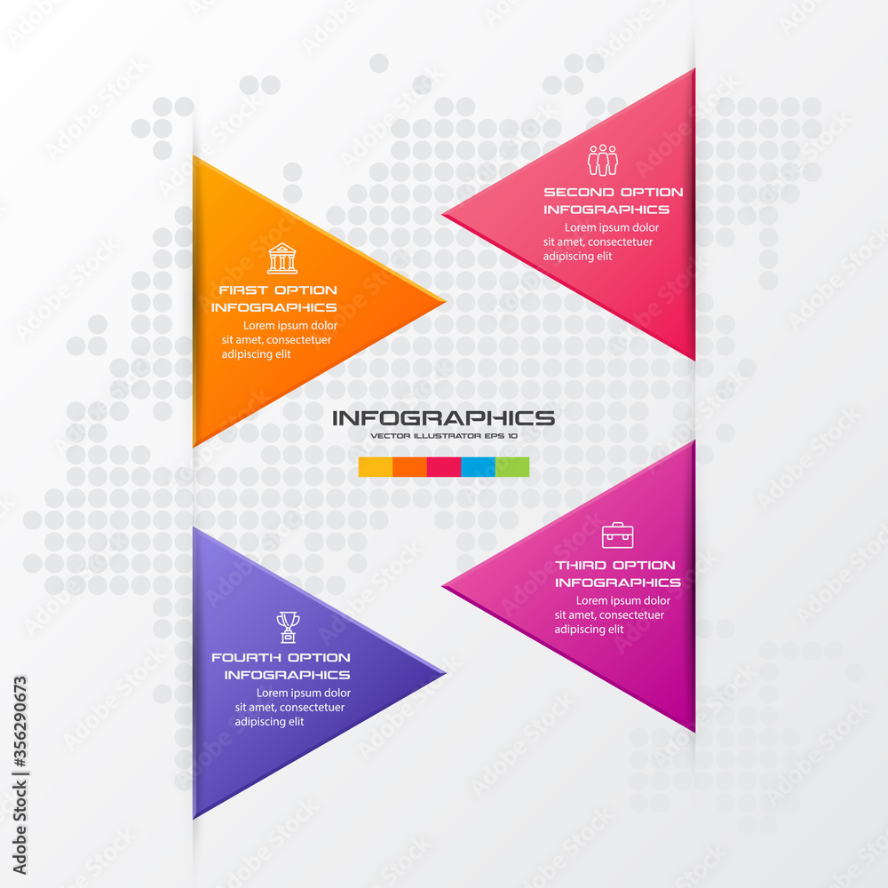 Business concept design with triangle and 4 options,Infographic template can be used for presentation,Vector illustration.
Business concept design with triangle and 4 options,Infographic template can be used for presentation,Vector illustration.