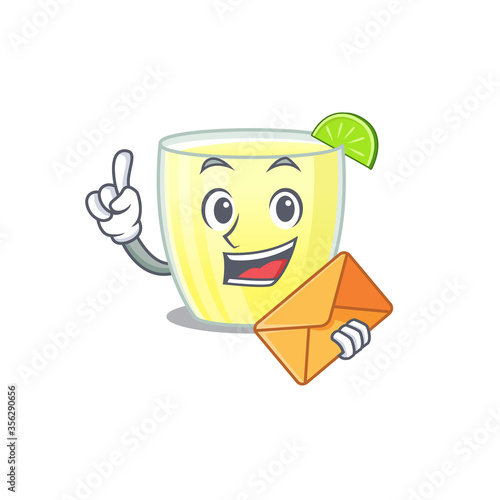 A picture of cheerful daiquiri cocktail cartoon design with brown envelope