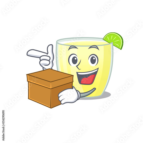 A cheerful daiquiri cocktail cartoon design concept having a box