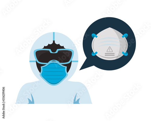 biosafety suit with medical mask and goggles protection accessories