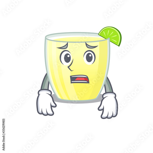 Cartoon design style of daiquiri cocktail having worried face